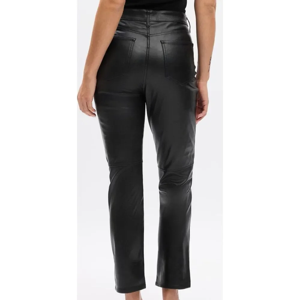 NWT The Gap 10/30r Straight Black Pleather Pants PU Stretch vegan leather - Picture 2 of 10